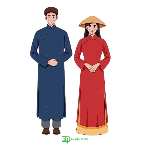 Áo dài tết vector cặp đôi