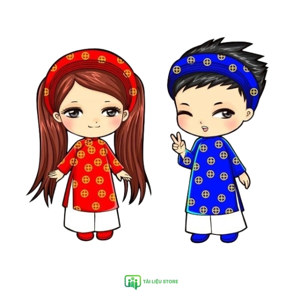 Áo dài tết vector nam và nữ