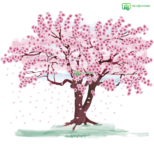 Mẫu cây đào vector lá rơi