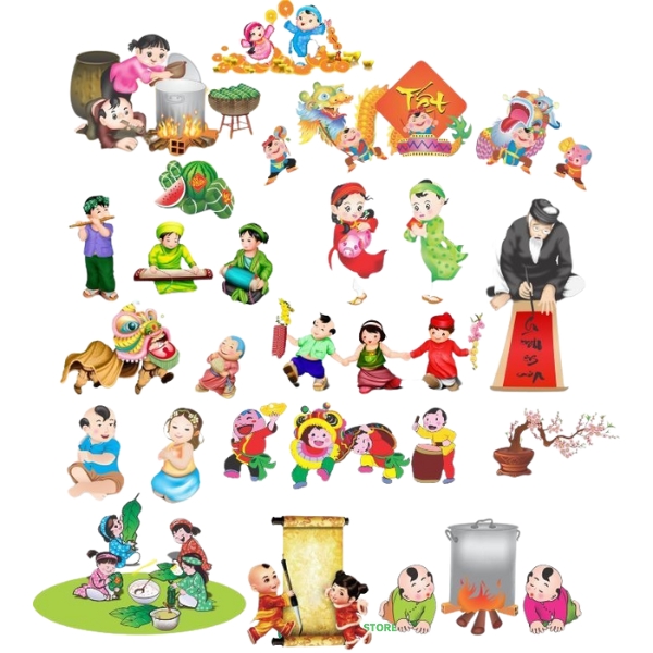 Tổng hợp mẫu áo dài tết vector