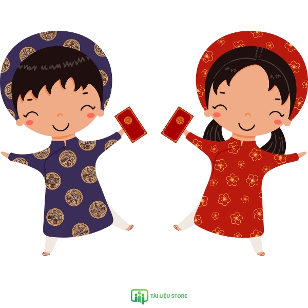 Áo dài tết vector lì xì