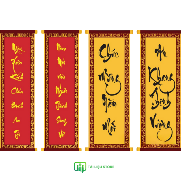 Câu đối tết vector gia đình