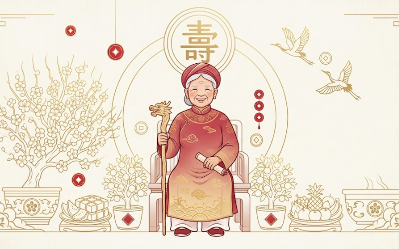 Bà Thọ Vector Hiện Đại, Tối Giản