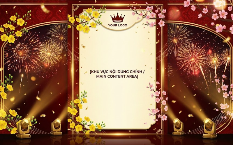 Backdrop tất niên phong cách sang trọng sân khấu lớn