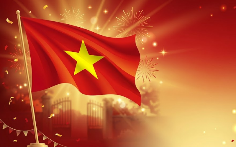 Background Cờ Đỏ Sao Vàng Vector