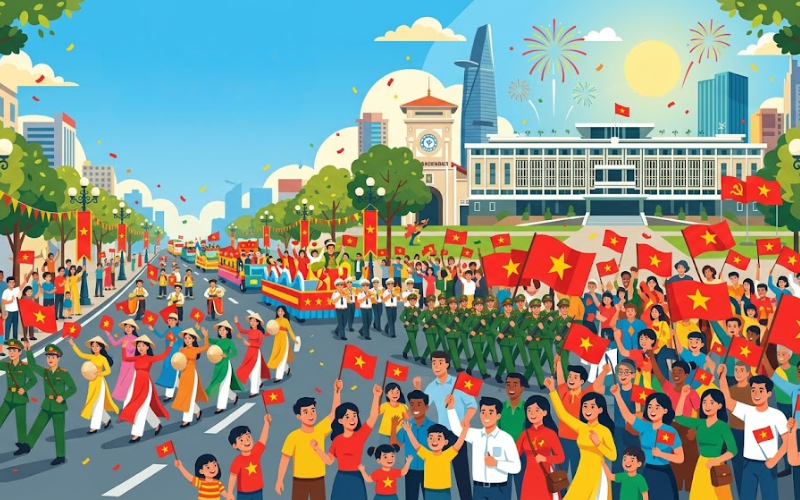 Background Diễu Hành 30_4 Vector