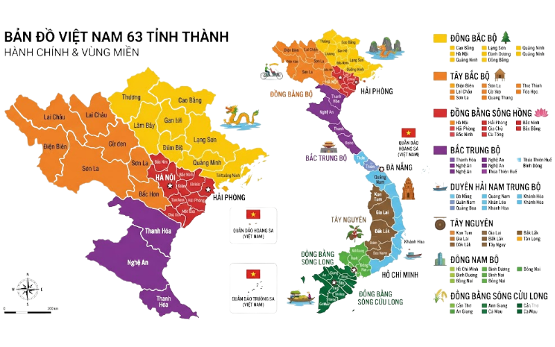Bản Đồ Việt Nam 63 Tỉnh Thành Vector