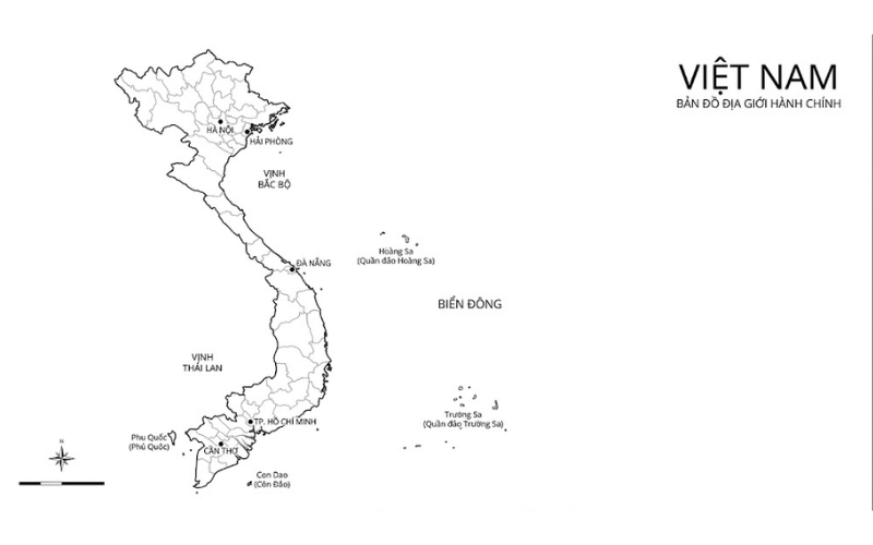 Bản Đồ Việt Nam Trắng Đen