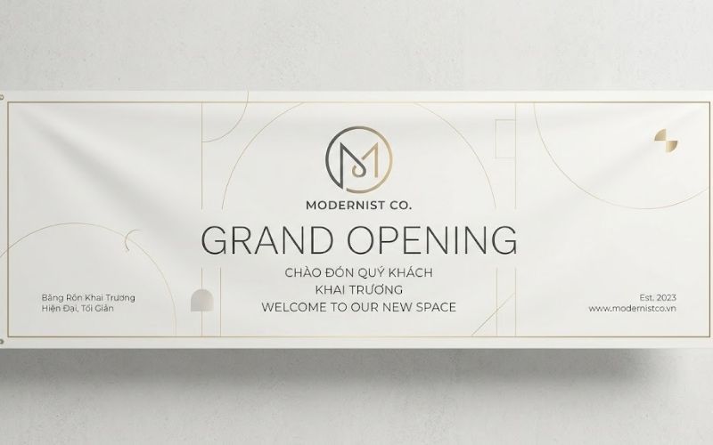 Băng Rôn Khai Trương Hiện Đại, Tối Giản