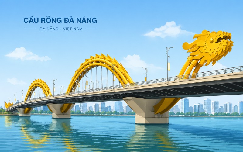 Cầu Rồng Đà Nẵng vector thực tế