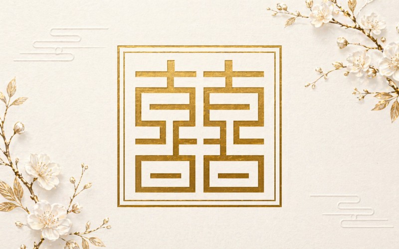 Chữ hỷ vuông cách điệu hiện đại – tối giản nhưng tinh tế