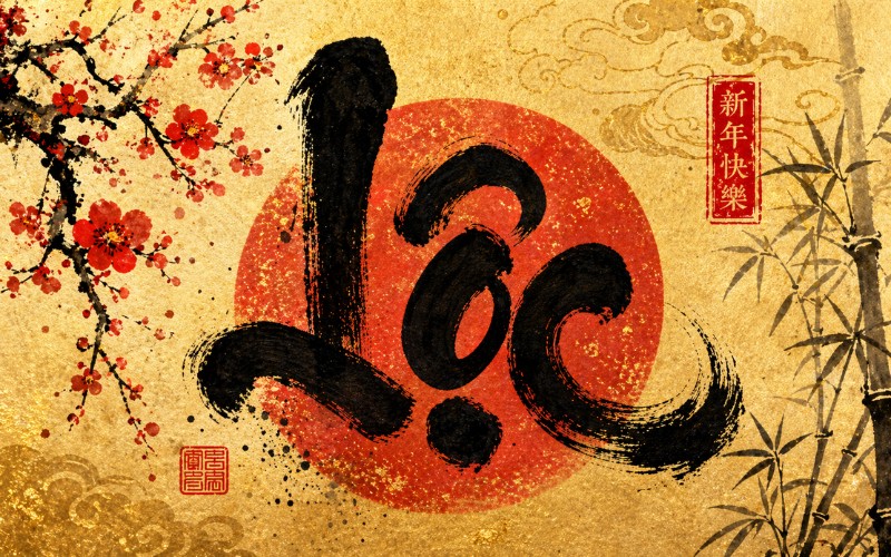 Chữ lộc thư pháp truyền thống – đậm nét cổ điển