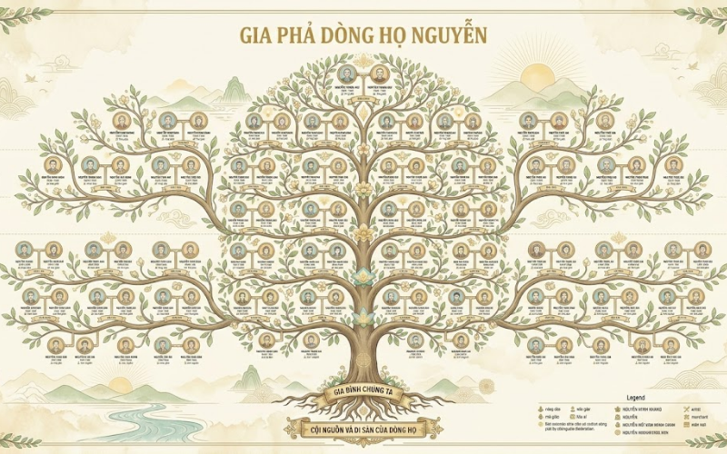 Gia Phả Vector Thiết Kế Dạng Cây Gia Đình