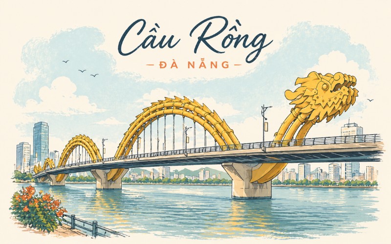 Hình vẽ cầu rồng vector