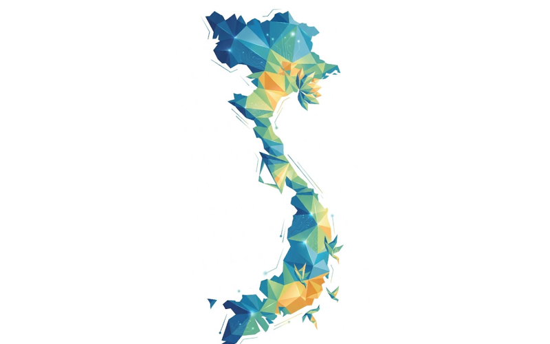 Mẫu Bản Đồ Việt Nam Phong Cách Low Poly Hiện Đại