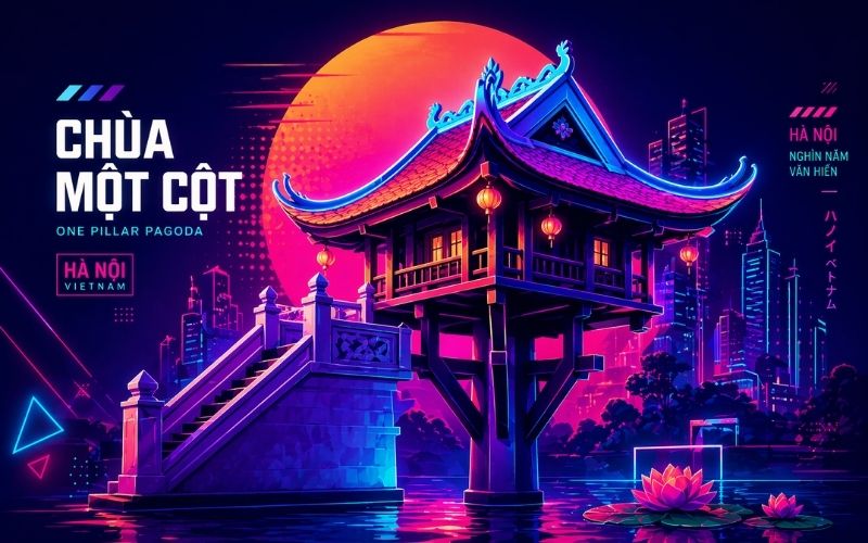 Vector Chùa Một Cột hiện đại – sáng tạo