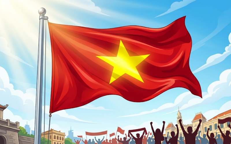 Vector Cờ Đỏ Sao Vàng – Không Khí Chiến Thắng