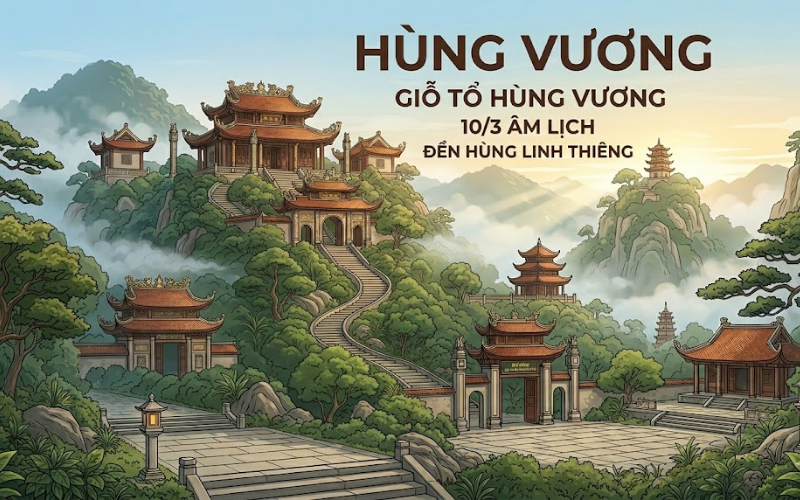 Vector Đền Hùng Linh Thiêng