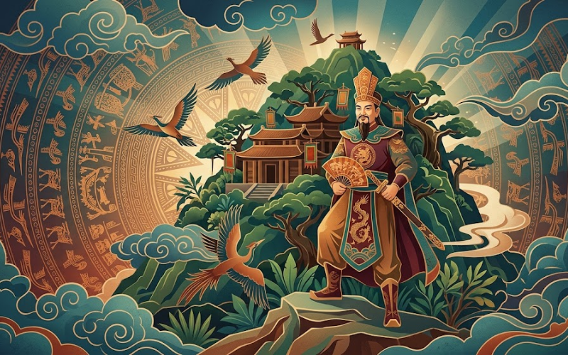 Vector Vua Hùng Kết Hợp Yếu Tố Văn Hóa