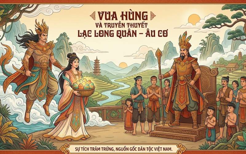 Vector Vua Hùng Và Truyền Thuyết Lạc Long Quân – Âu Cơ