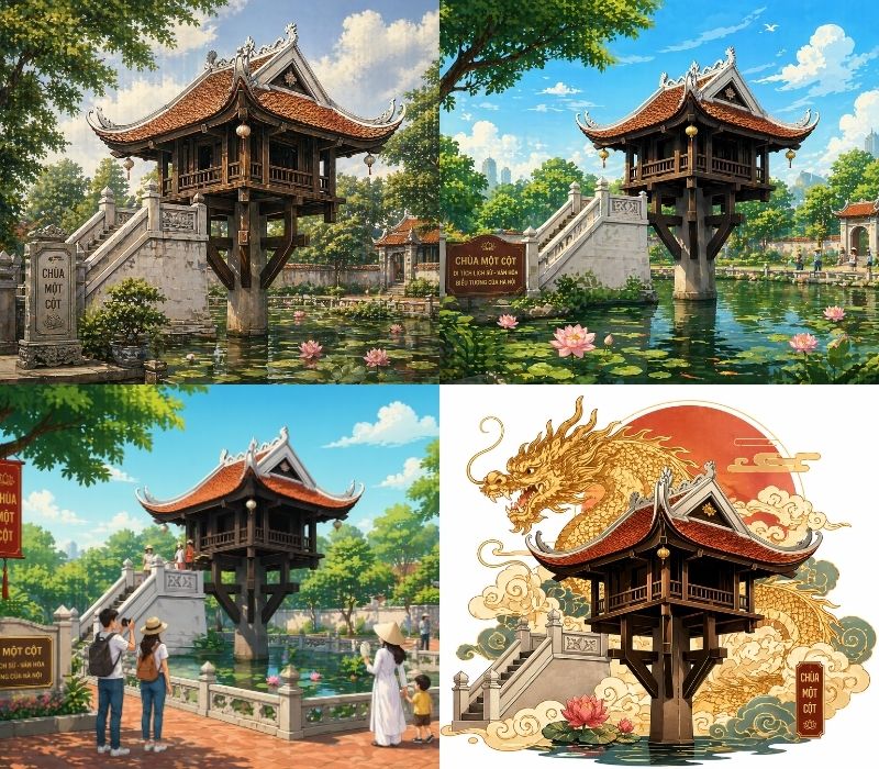 Ý nghĩa biểu tượng Chùa Một Cột trong thiết kế