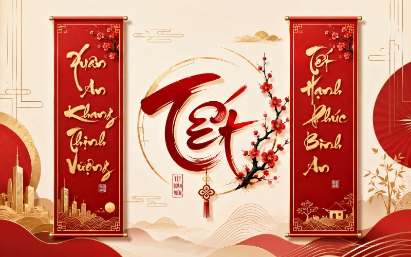 Câu đối Tết hiện đại, cách điệu