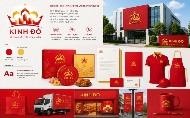 Hình ảnh công ty Kinh Đô và bộ nhận diện thương hiệu