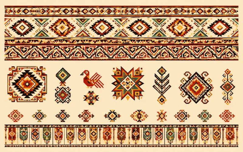 Hoa văn thổ cẩm vector truyền thống