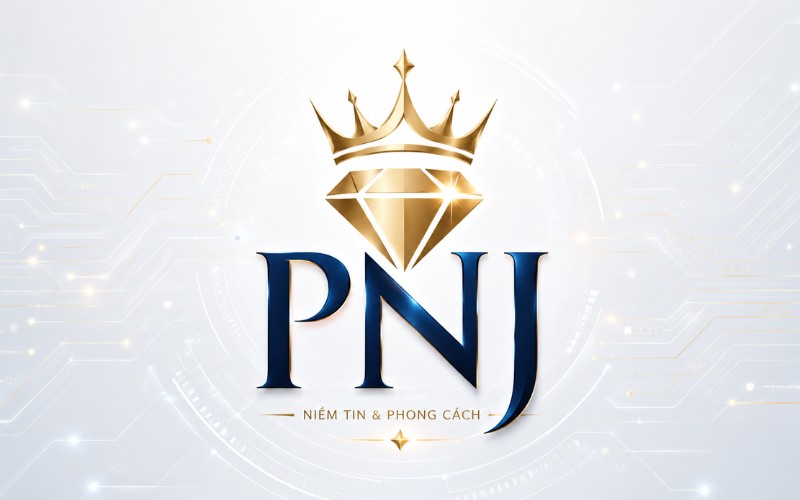 Logo PNJ kết hợp nền công nghệ
