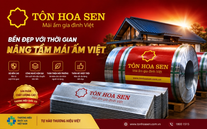 Logo Tôn Hoa Sen kết hợp thiết kế quảng cáo