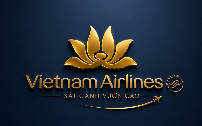 Logo Vietnam Airlines hiệu ứng 3D – ánh kim cao cấp