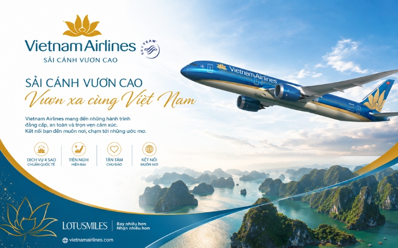 Logo Vietnam Airlines kết hợp thiết kế quảng cáo