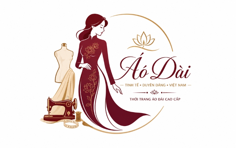 Logo áo dài kết hợp cùng sản phẩm