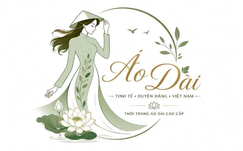 Logo áo dài vector phong cách thiên nhiên