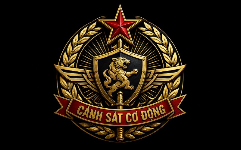 Logo cảnh sát cơ động nền đen – phong cách mạnh mẽ