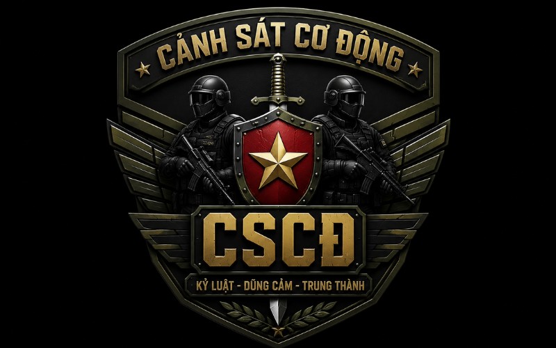 Logo cảnh sát cơ động phong cách quân sự