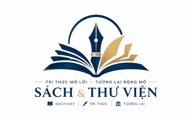 Logo sách bút dành cho thương hiệu sách, thư viện