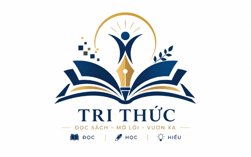 Logo sách bút kết hợp biểu tượng tri thức