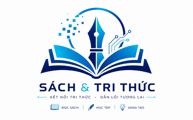 Logo sách bút phong cách công nghệ 
