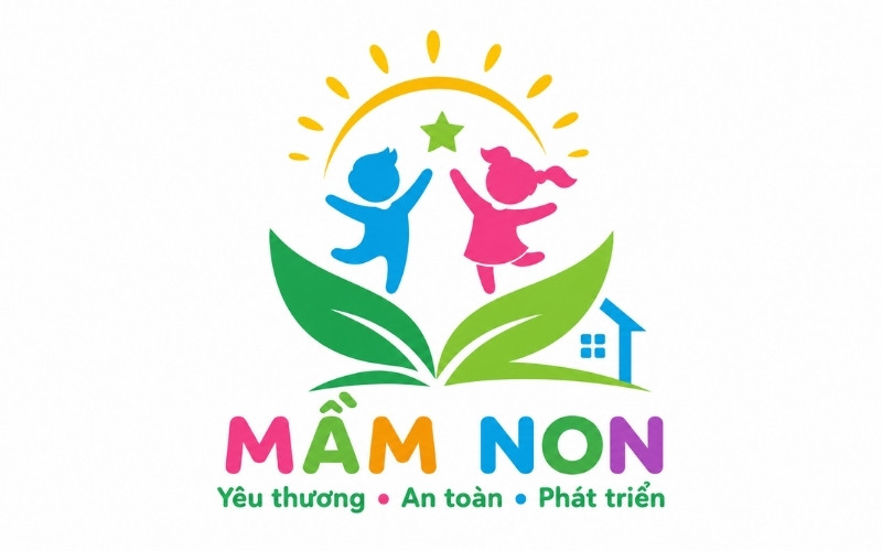 Logo trường mầm non nền trắng