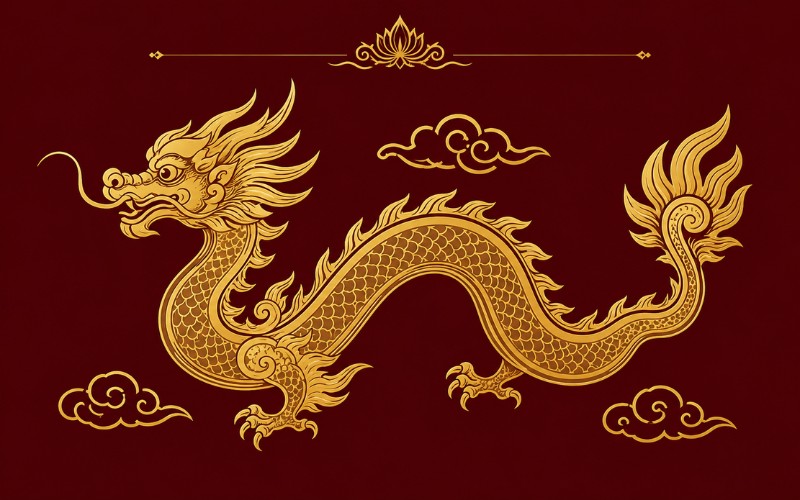 Rồng thời Lý vector phong cách sang trọng hoàng gia