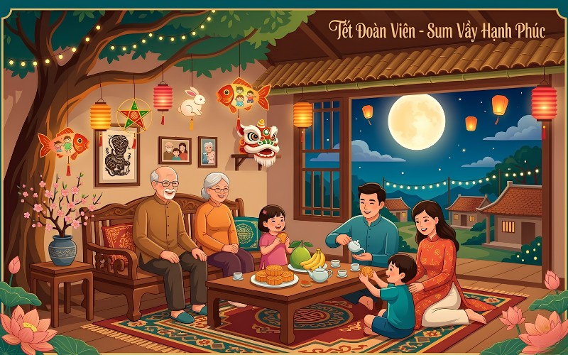 Tết đoàn viên vector dùng cho tranh & decor