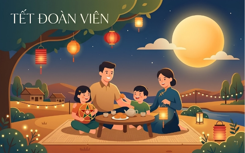 Tết đoàn viên vector phong cách tối giản tinh tế