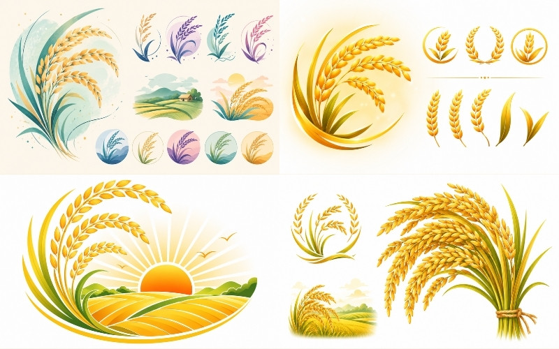 Tổng hợp bông lúa vector