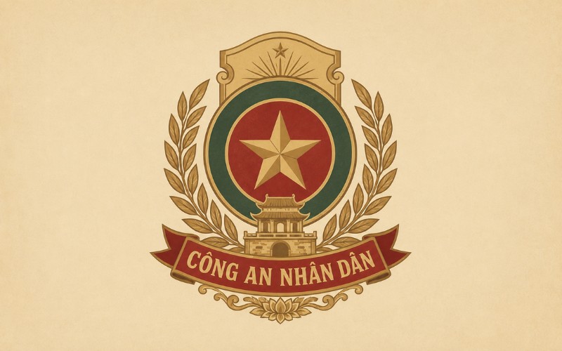 Vector logo công an nhân dân phong cách cổ điển hoài niệm
