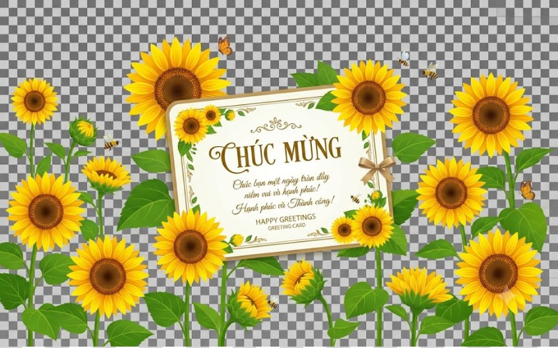 Background hoa hướng dương vector kết hợp thiệp chúc mừng