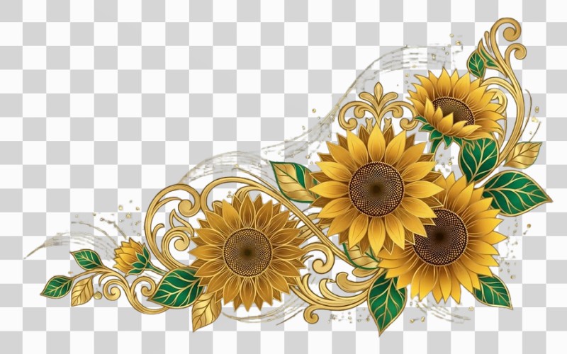 Background hoa hướng dương vector phong cách luxury