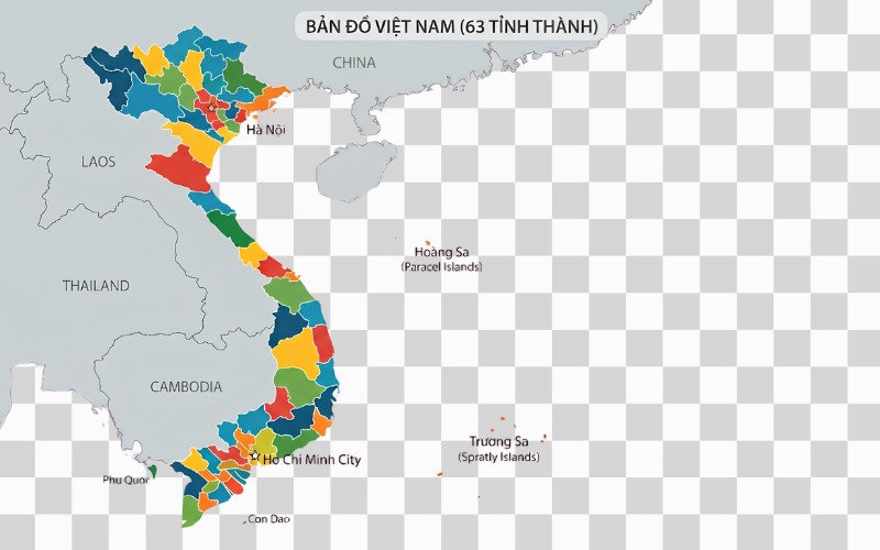 Bản đồ Việt Nam PNG đầy đủ 63 tỉnh thành