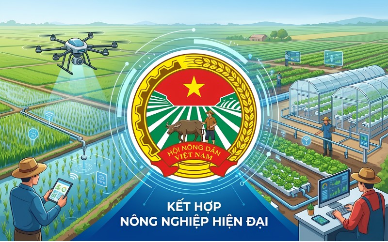Biểu tượng Hội Nông dân kết hợp nông nghiệp hiện đại