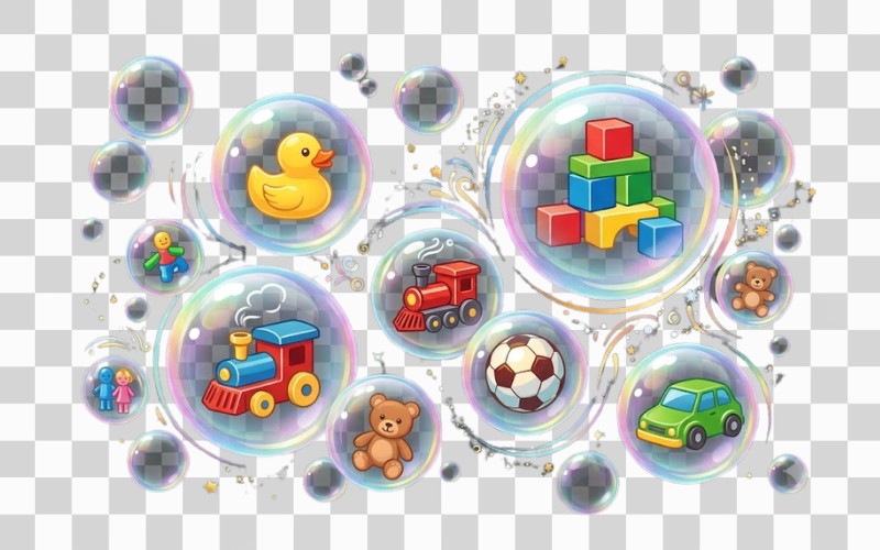 Bong bóng vector kết hợp đồ chơi